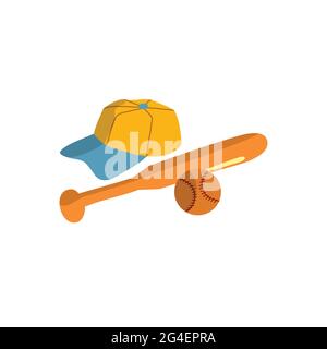 Baseball Baseball crossed bats with ball. Baseball flat vector illustration Stock Vector