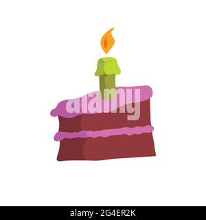 cake slices with candles flat design, vector illustration Stock Vector