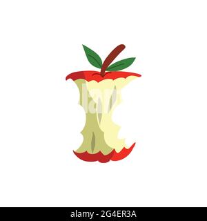 illustration Red apple eaten, Bitten red apple Vector illustration Stock Vector