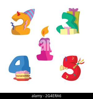 Set of number birthday flat design vector illustration Stock Vector