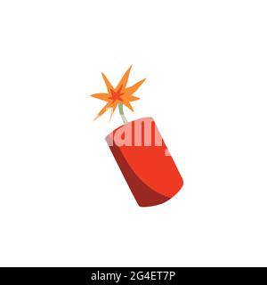 Dynamite firecracker on white background in flat design, vector illustration Stock Vector