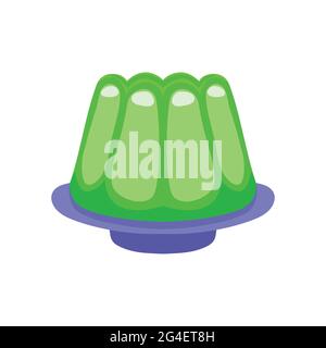 Green Jelly On Plate Illustration flat design vector Stock Vector