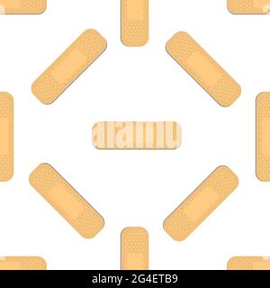 Seamless pattern with sticking plasters. Medical patch repeat texture. On white background. Stock Vector