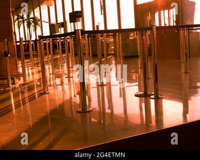 Paris, France - September Circa, 2020. Empty departure hall of Paris airport during Covid-19 situation, this airport is the most traffic airport in Fr Stock Photo