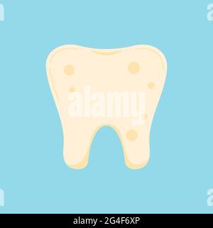 Tooth with plaque dental icon isolated on blue background. Stock Vector