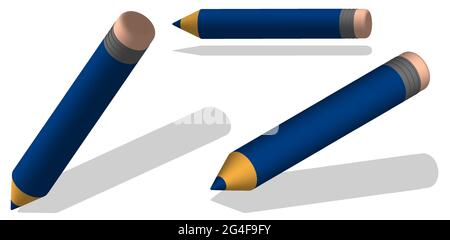isometric set of childrens colored pencils. Development of creativity in child. Drawing training at school. Realistic 3d Vector Stock Vector