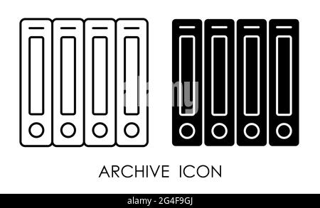 archive with documents icon. Storage of accounting, financial and personal documents in archive. Simple black and white vector Stock Vector