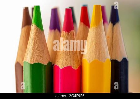 Close up of color pencils for drawing Stock Photo