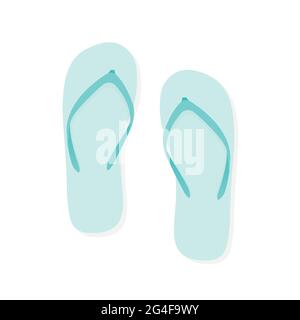 Turquoise flip flops. Top view. Isolated. Vector illustration, flat design Stock Vector