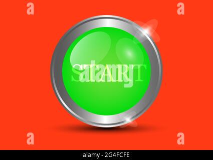 graphics design glossy round symbols buttons color green for icons mean start vector illustration Stock Vector
