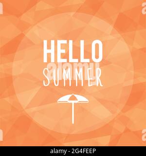 Hello summer. Parasol icon. Polygonal background. Vector illustration, flat design Stock Vector