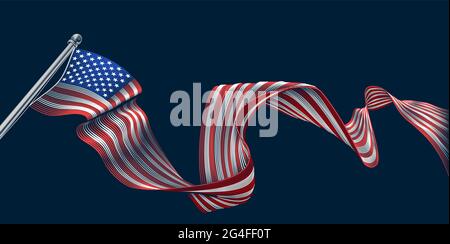 American Flag Engraved Vintage Woodcut Style Stock Vector