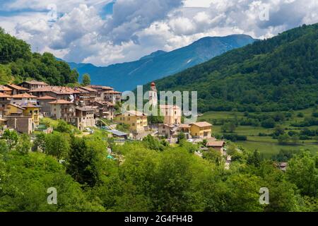 scenic view on the village of Tenno in the Garda Lake mountains near Riva del Garda, Trentino, Italy Stock Photo