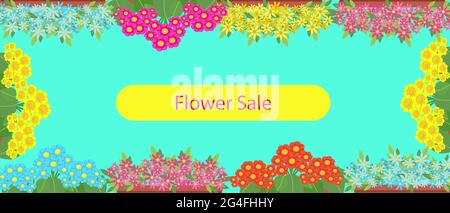 Floral sale banner, poster template for flower shop, vector illustration in flat style Stock Vector