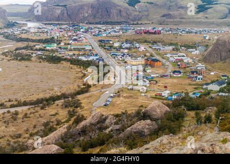 Aerial view of El Chalten village, Argentina Stock Photo