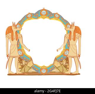 Ancient egyptian god anubis - decorative  frame Stock Vector