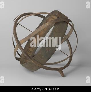 Sundial. An iron sundial crowned by a lead dragon (BK-16973-1). The stone base is missing. Stock Photo