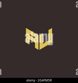 AU A U UA Logo Letter Initial Logo Designs Template with Gold and Black Background, Vector icon modern Stock Vector