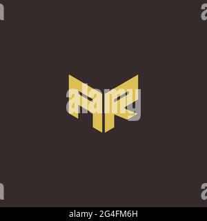 AR A R RA Logo Letter Initial Logo Designs Template with Gold and Black Background, Vector icon modern Stock Vector