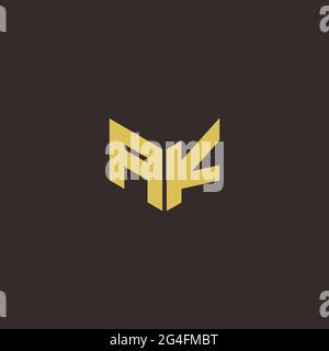 AK A K KA Logo Letter Initial Logo Designs Template with Gold and Black Background, Vector icon modern Stock Vector