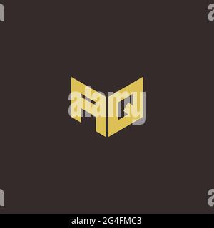 AQ A Q QA Logo Letter Initial Logo Designs Template with Gold and Black Background, Vector icon modern Stock Vector