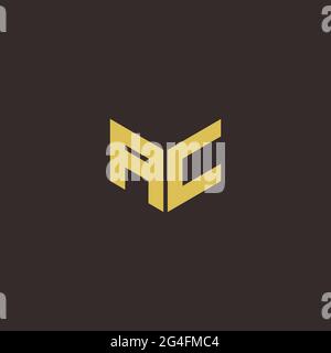 AC A C CA Logo Letter Initial Logo Designs Template with Gold and Black Background, Vector icon modern Stock Vector