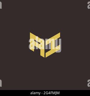 Logo Letter Initial Logo Designs Template with Gold and Black Background, Vector icon modern Stock Vector