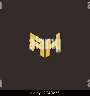 AH A H HA Logo Letter Initial Logo Designs Template with Gold and Black Background, Vector icon modern Stock Vector