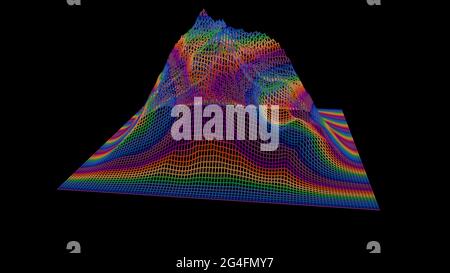 Abstract vertex with 3d render gradient and geometric textures. Creative stone stalactites swam from eruption volcanoes. Winding lines around circumfe Stock Photo