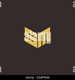 SM MS Logo Letter Initial Logo Designs Template with Gold and Black Background, Vector icon modern Stock Vector