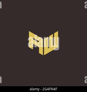 AW A W WA Logo Letter Initial Logo Designs Template with Gold and Black Background, Vector icon modern Stock Vector