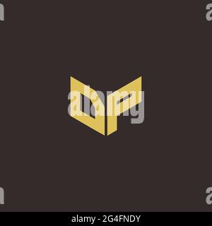 Logo Letter Initial Logo Designs Template with Gold and Black Background, Vector icon modern Stock Vector