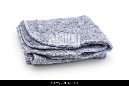Folded gray rag for mopping isolated on white. Stock Photo
