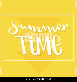 Summer time lettering. Polygonal background. Yellow color. Vector illustration, flat design Stock Vector