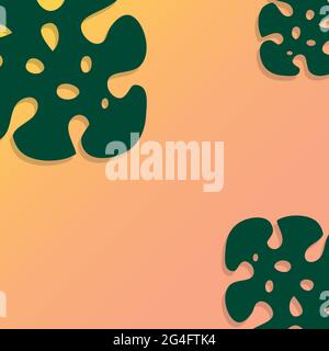 Monstera background. Tropical leaves. Blurred background. Vector illustration, flat design Stock Vector