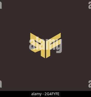 Logo Letter Initial Logo Designs Template with Gold and Black Background, Vector icon modern Stock Vector