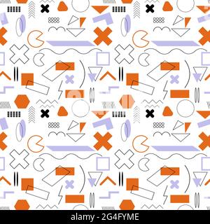 Trendy elements memphis seamless pattern vector d  Stock Vector