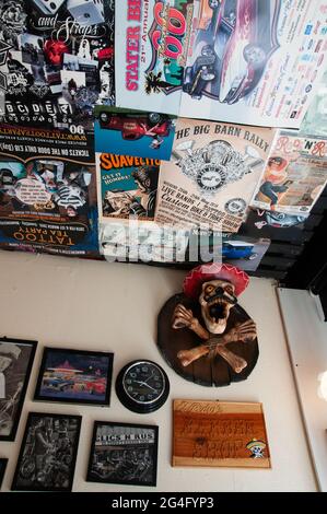 Inside an American style barbershop in the UK Stock Photo