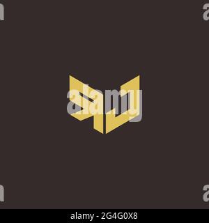 Logo Letter Initial Logo Designs Template with Gold and Black Background, Vector icon modern Stock Vector