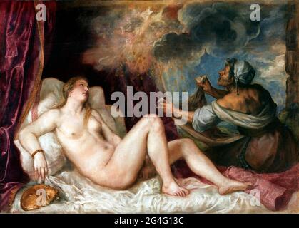 Titian. Danaë and the Shower of Gold by Tiziano Vecellio (Titian - 1490-1576), oil on canvas, c.1560-65 Stock Photo