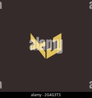 Logo Letter Initial Logo Designs Template with Gold and Black Background, Vector icon modern Stock Vector