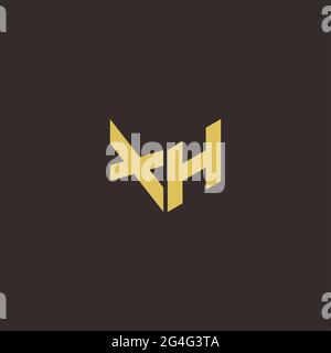 Logo Letter Initial Logo Designs Template with Gold and Black Background, Vector icon modern Stock Vector