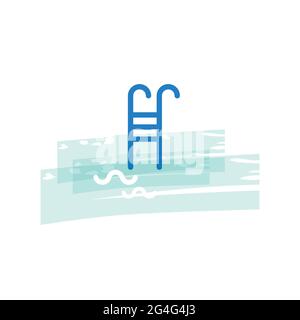 Swimming pool ladder. Abstract background. Vector illustration, flat design Stock Vector