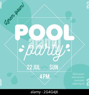 Pool party flyer, poster, invitation or banner template. Vector illustration flat design Stock Vector
