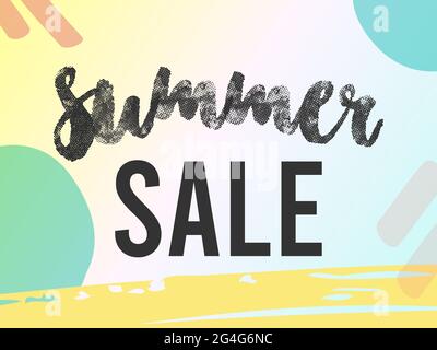 Summer sale. Horizontal colorful banner for invitation, flyer, poster or web. Vector illustration, flat design Stock Vector