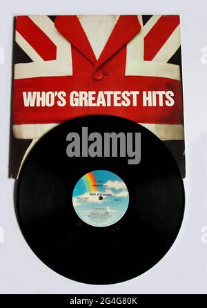 English Rock and hard rock band, The Who music album on vinyl record LP disc. Titled: Who's Greatest Hits album cover Stock Photo