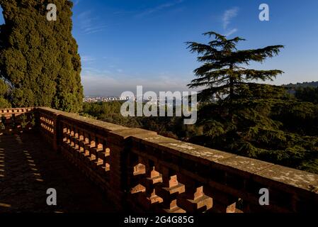 Collserola mountain range seen from the Can Coll country house (Barcelona, Catalonia, Spain) ESP: Vistas de la sierra de Collserola desde Can Coll Stock Photo