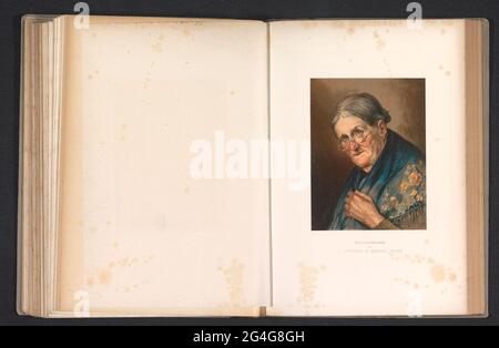 Photo production of a painting, representing a portrait of an old woman. . Stock Photo