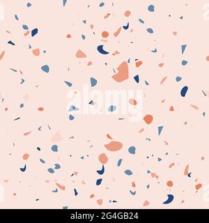 Terrazzo vector seamless pattern. Texture of Italian floor with chips of marble, quartz, granite, glass. Modern background design in natural colors. Stock Vector