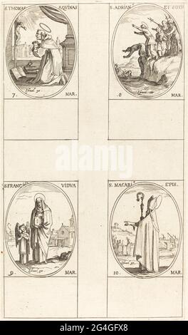 St. Thomas Aquin; St. Adrian and Companions; St. Frances; St. Macari. Stock Photo